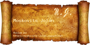 Moskovits Jolán névjegykártya