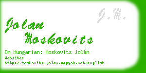 jolan moskovits business card